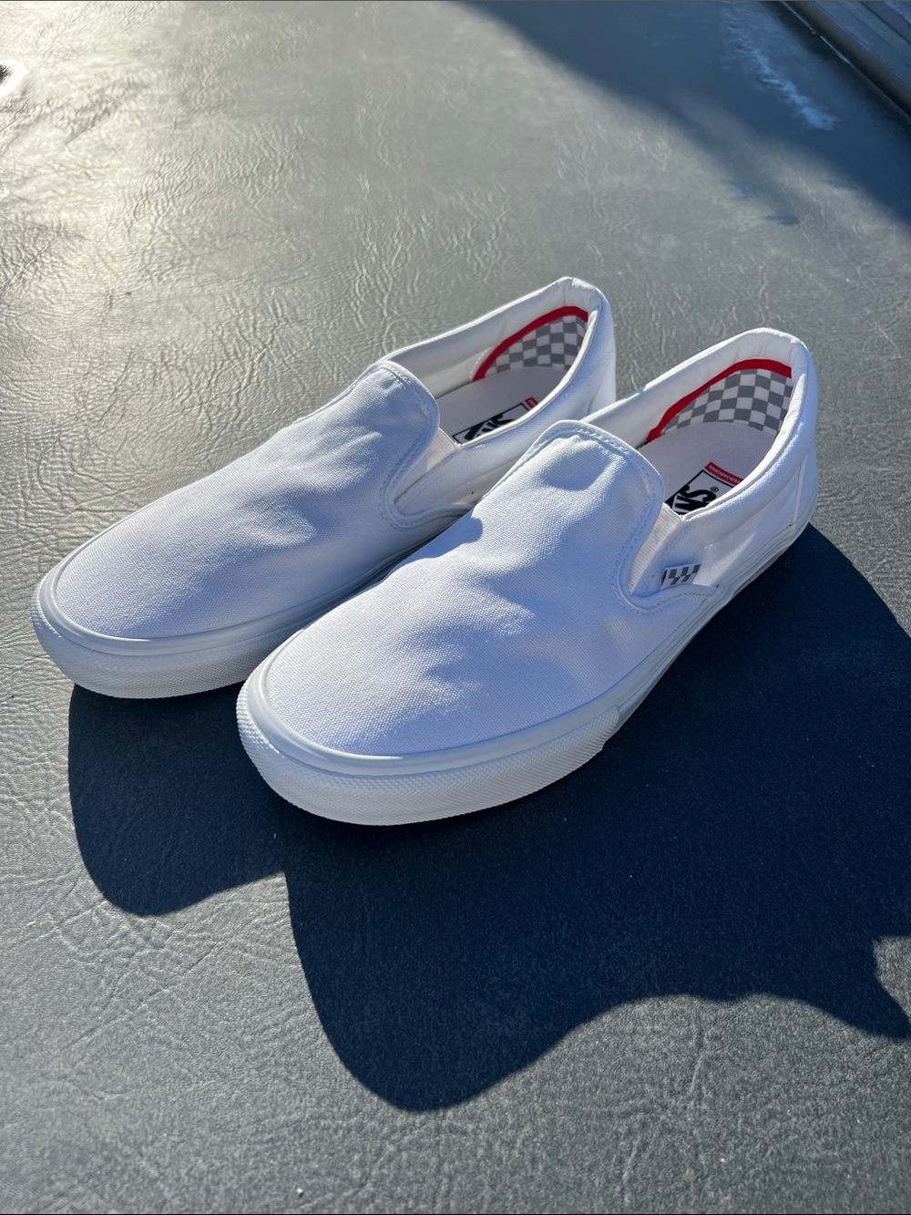 Vans White Slip-On Canvas Loafers